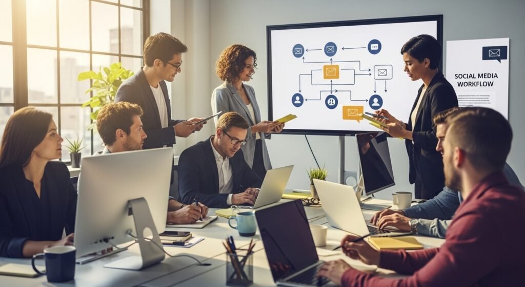 social media marketing workflow team